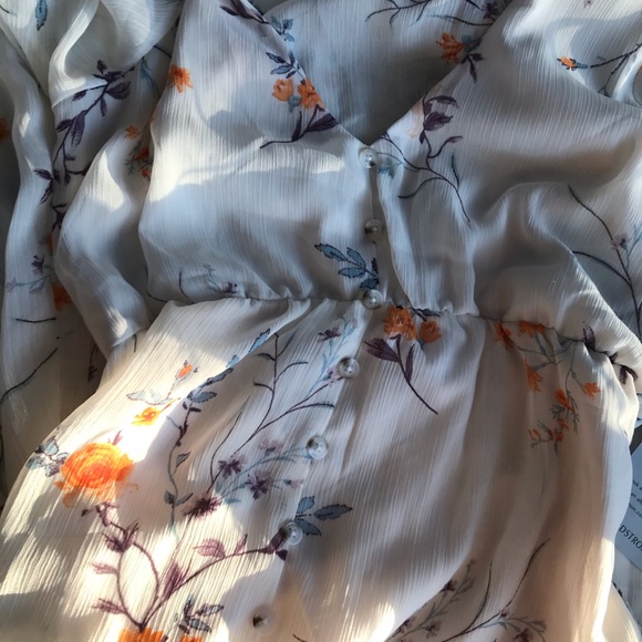 NWT ✨ NORDSTROM Floral Ivory Chiffon Midi Dress - Picture 6 of 8